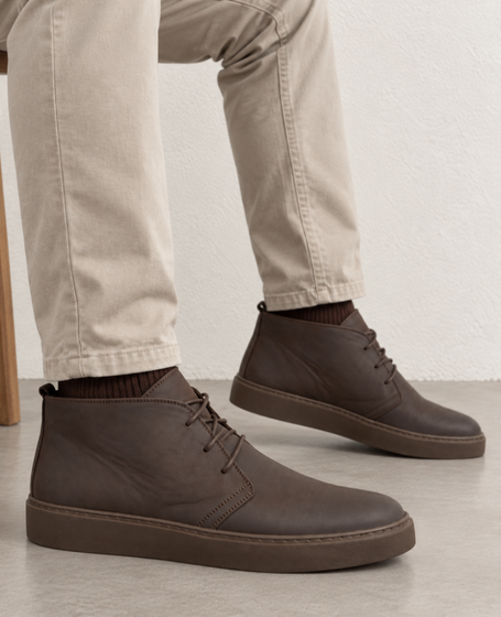 Hadrian Men's Leather Chocolate-Brown Boots