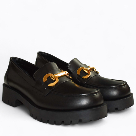 SKÓRZANE CZARNE PÓŁBUTY DAMSKIE TILOMEA