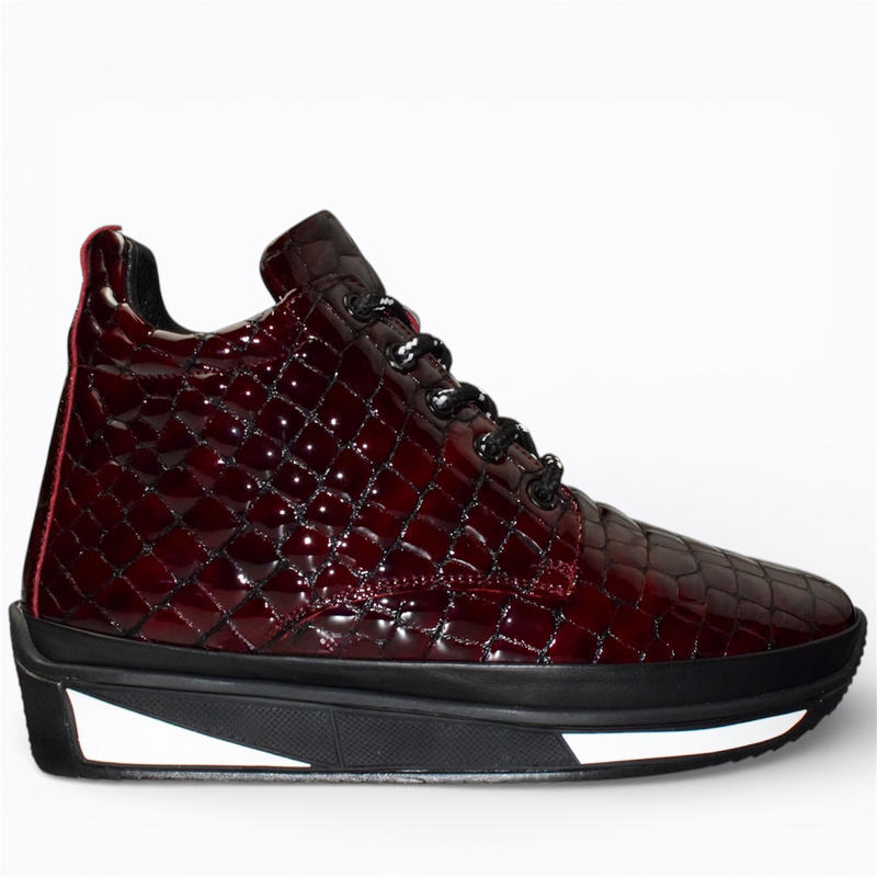 Zinoria Women's Burgundy Leather Ankle Boots