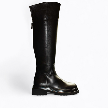 Embrina Women's Black Leather Knee-High Boots