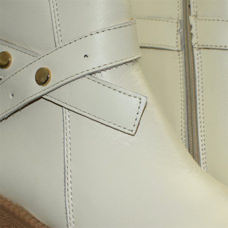 Euriana Beige Leather Women's Ankle Boots
