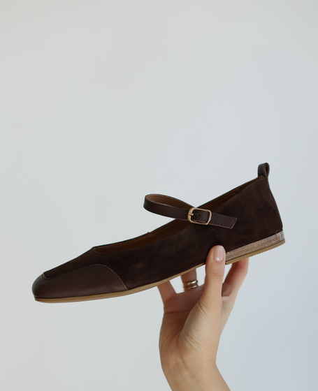Fimelra Women's Leather Chocolate-Brown Ballerina Flats