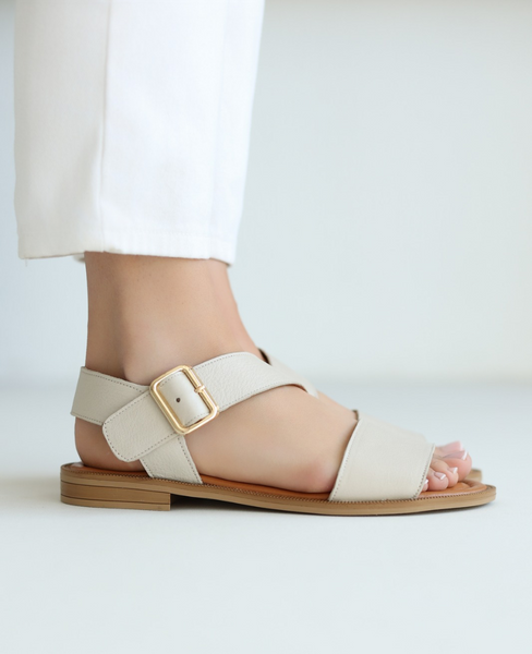 Olveria Beige Leather Women's Sandals