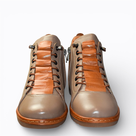 SKÓRZANE SZARE TRZEWIKI DAMSKIE CARLEIA