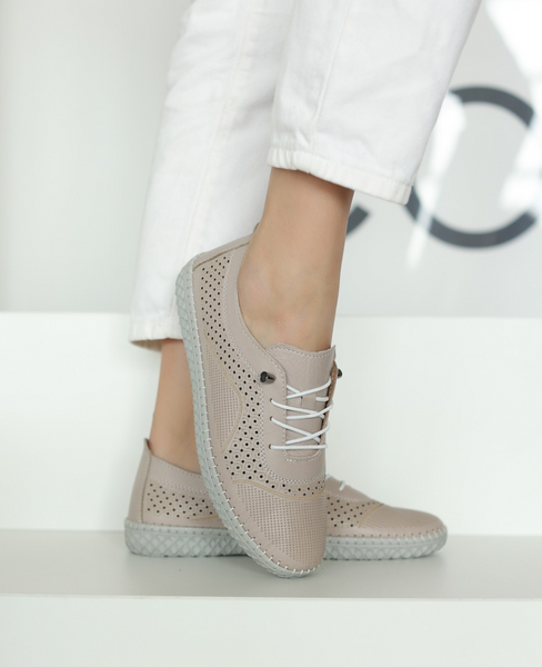 Silmera Beige Leather Women's Low-Cut Shoes