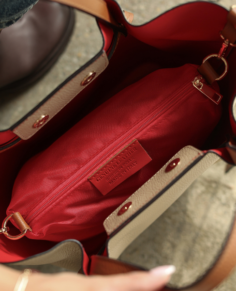 Solmira Cappuccino | Rudy - Medium Leather Tote