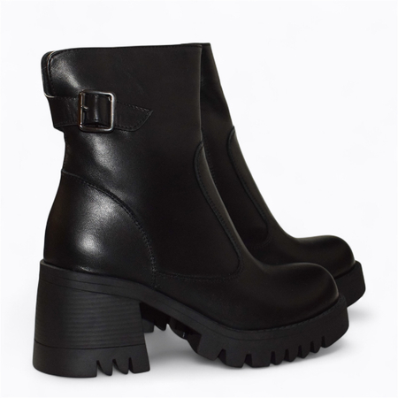 SKÓRZANE CZARNE BOTKI DAMSKIE PHIRENE