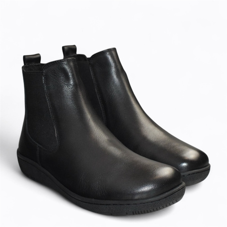 Avanise Black Leather Women's Barefoot Ankle Boots