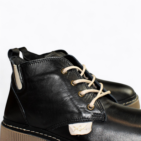 SKÓRZANE CZARNE TRZEWIKI DAMSKIE MARKENA