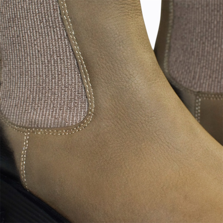 Caletia Beige Leather Women's Ankle Boots