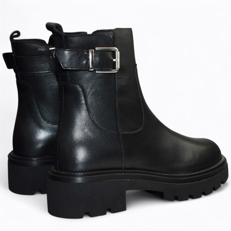 SKÓRZANE CZARNE BOTKI DAMSKIE CALIRIA