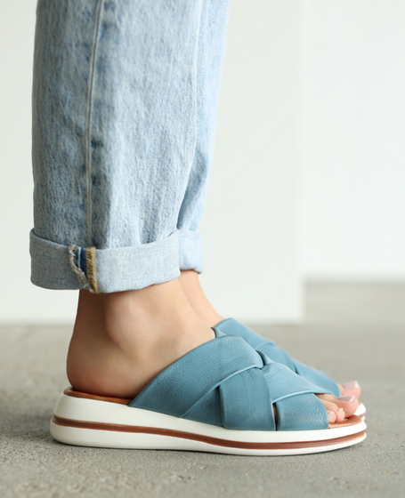 Palvini Women's Leather Denim Flip-Flops