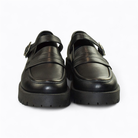 Jasline Women's Black Leather Low-Top Shoes