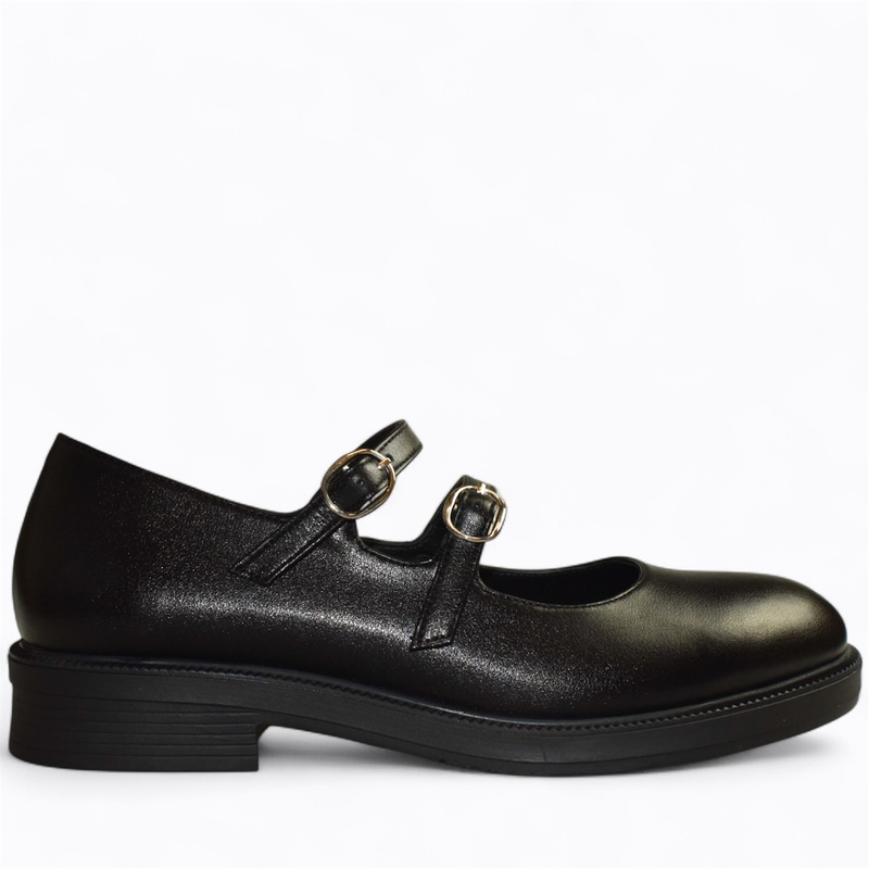 Skórzane czarne półbuty damskie Kirella