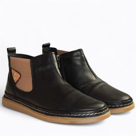 SKÓRZANE CZARNE TRZEWIKI DAMSKIE KERMITIA