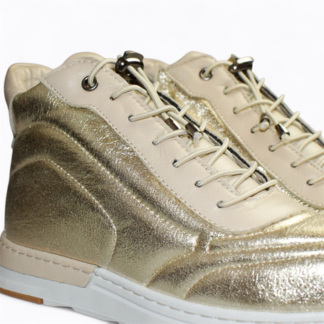 Melione Women's Leather Gold Sneakers
