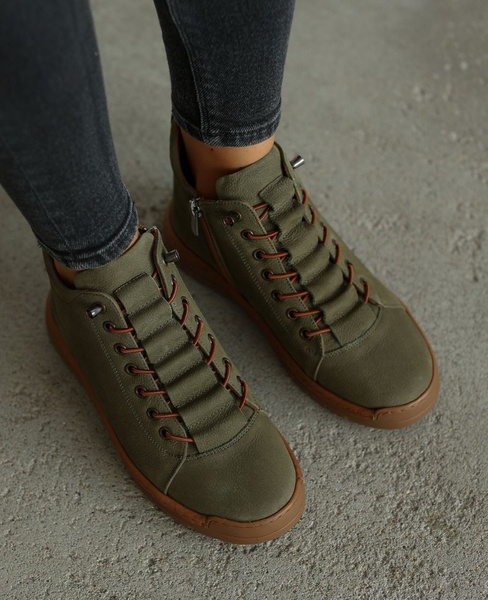 Ravelle Women's Olive Leather Boots