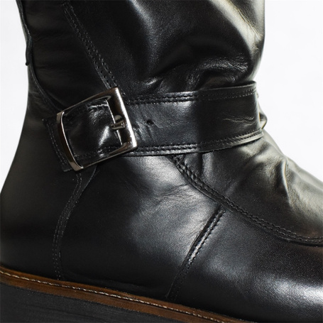 Safrida Women's Black Leather Ankle Boots