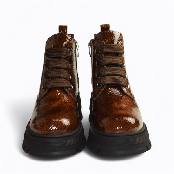 Jesmira Women's Brown Leather Ankle Boots