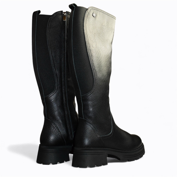 Euridia Women's Black Leather Knee-High Boots