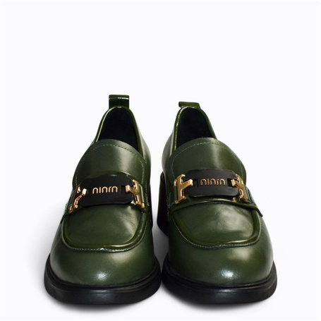 Irenica Women's Green Leather Low-Cut Shoes