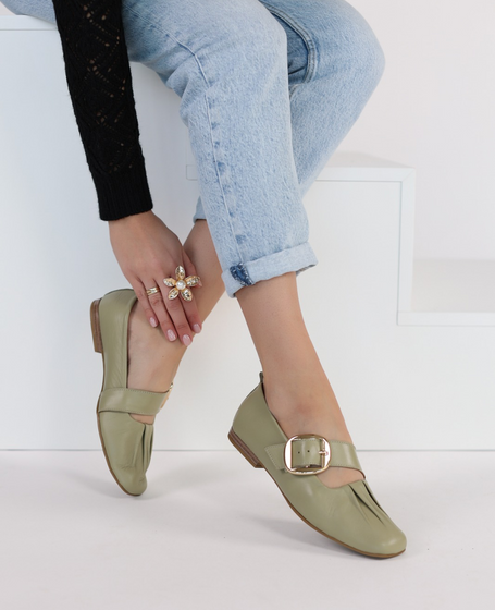 Vanlise Women's Green Leather Low-Cut Shoes