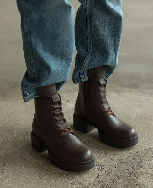 Sembeti Women's Leather Chocolate-Brown Ankle Boots