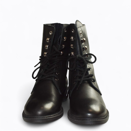 Skórzane czarne trzewiki damskie Tivalin