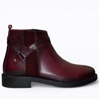 Skórzane bordowe botki damskie Siliora