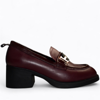 SKÓRZANE BORDOWE PÓŁBUTY DAMSKIE IRENICA