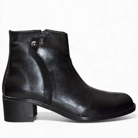 SKÓRZANE CZARNE BOTKI DAMSKIE FINIRRA