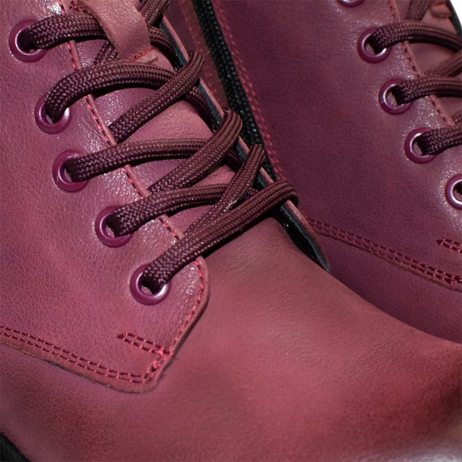 Skórzane bordowe botki damskie Fantina