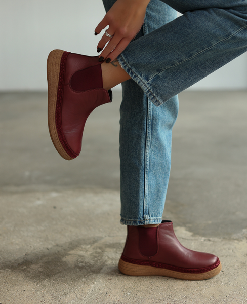 Hezmeli Women's Amaranth Leather Ankle Boots