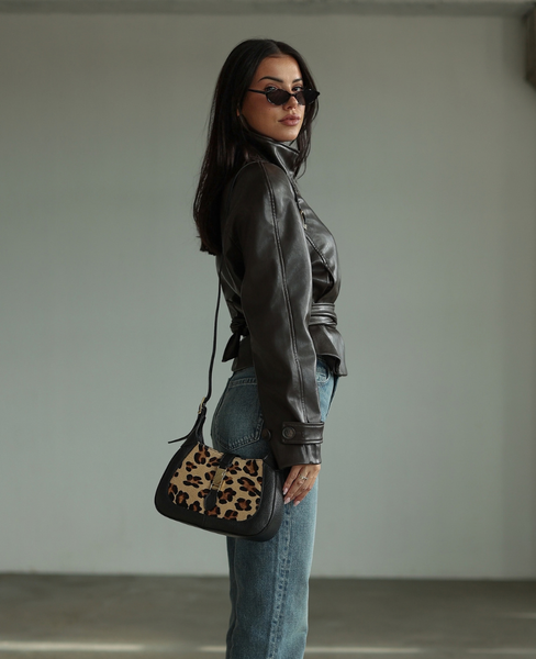 Camille Beige Spots - Leather Shoulder Bag