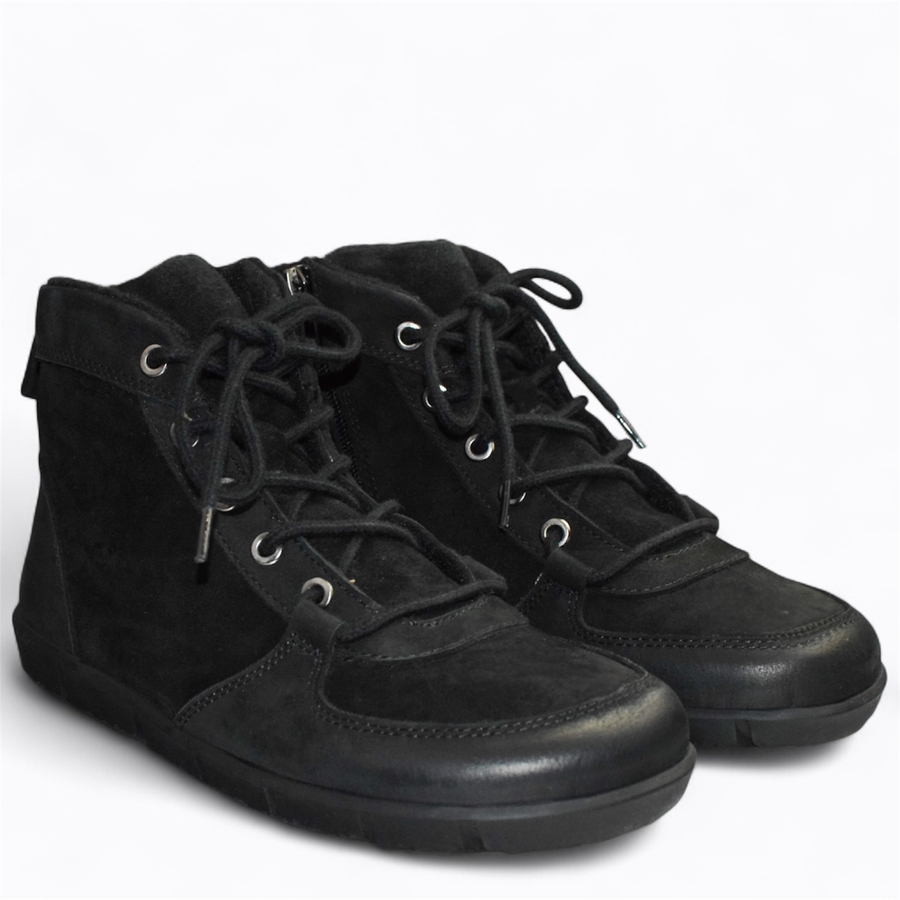 Skórzane czarne trzewiki damskie barefoot Ronavia