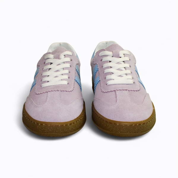 Skórzane fuksjowe sneakersy damskie Magline