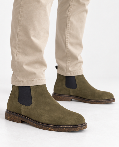 Skórzane khaki sztyblety męskie Brunero