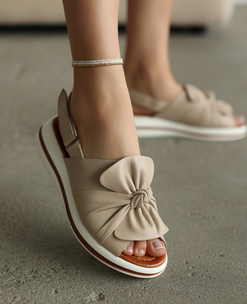 Ulrinia Beige Leather Women's Sandals