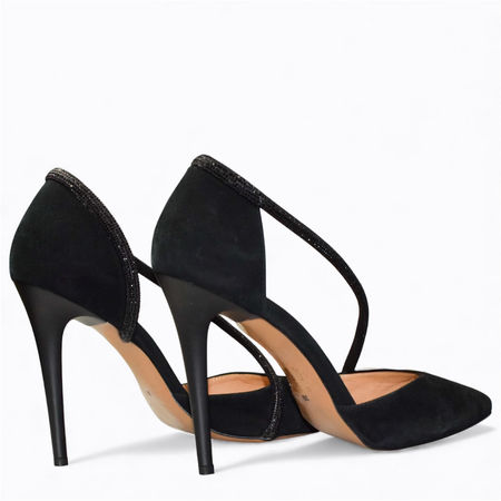 Skórzane czarne czółenka damskie Restine