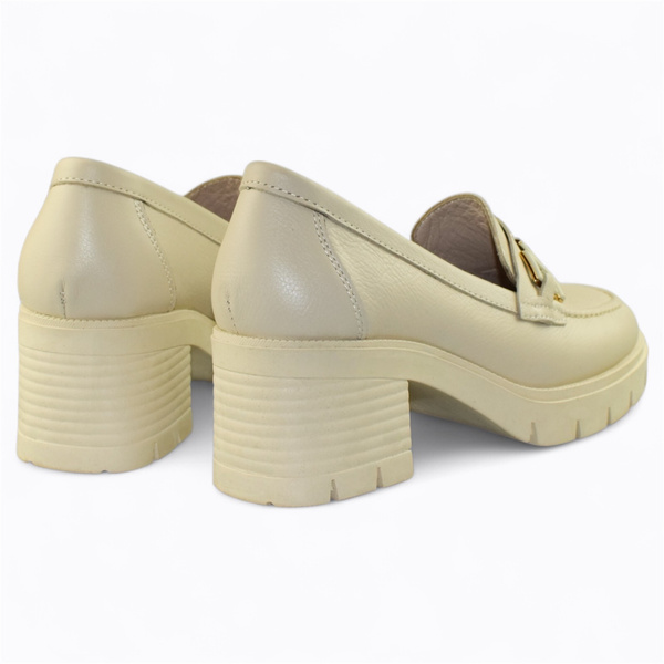 Elorisa Beige Leather Women's Pumps