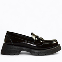 Skórzane czarne półbuty damskie Fernandi