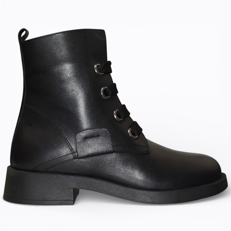MIRELIA WOMEN'S BLACK LEATHER ANKLE BOOTS