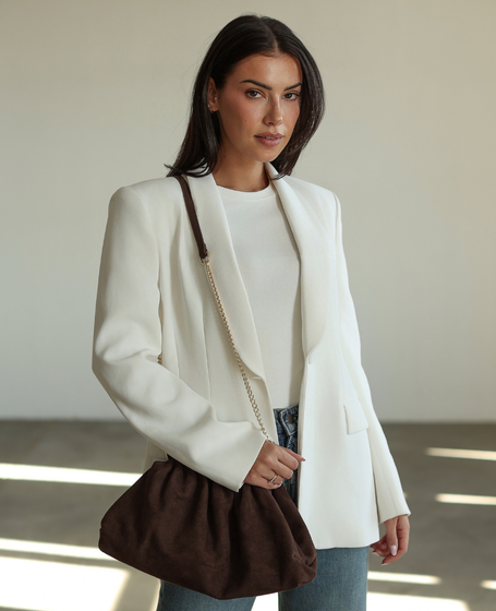 Millysa Chocolate - Leather Clutch with Ruffles