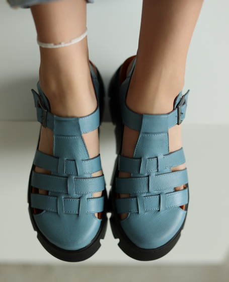 Bisopia Women's Leather Denim Sandals
