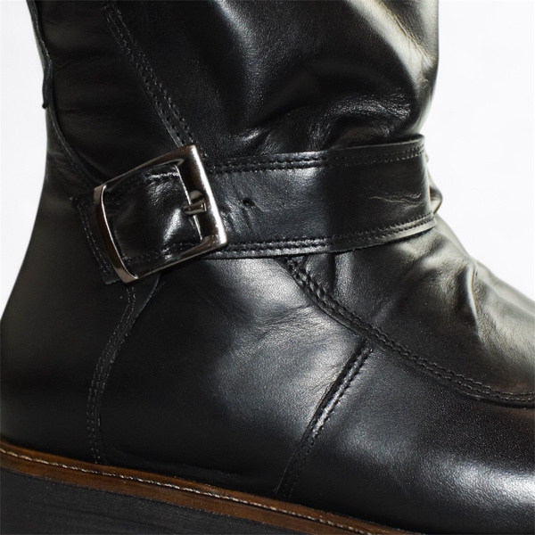 Safrida Women's Black Leather Ankle Boots