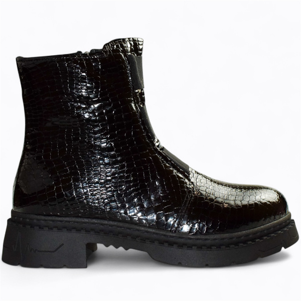 Galenna Women's Black Leather Ankle Boots