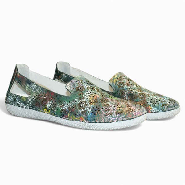 Gilveth Women's Green Leather Low-Cut Shoes