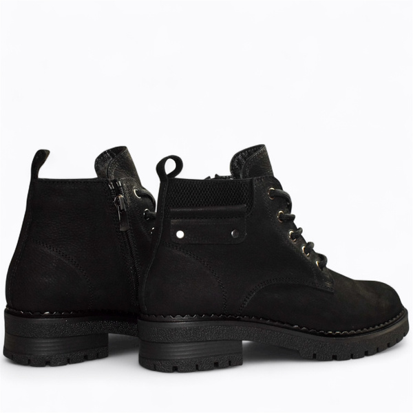 Frilama Women's Black Leather Ankle Boots