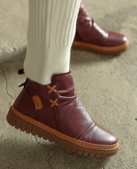 Brumela Women's Burgundy Leather Boots
