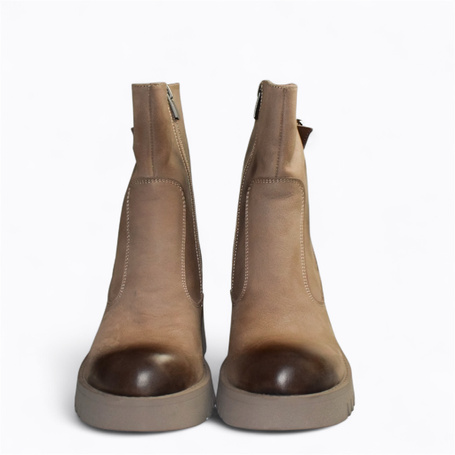 Phirene Women's Gray Leather Ankle Boots